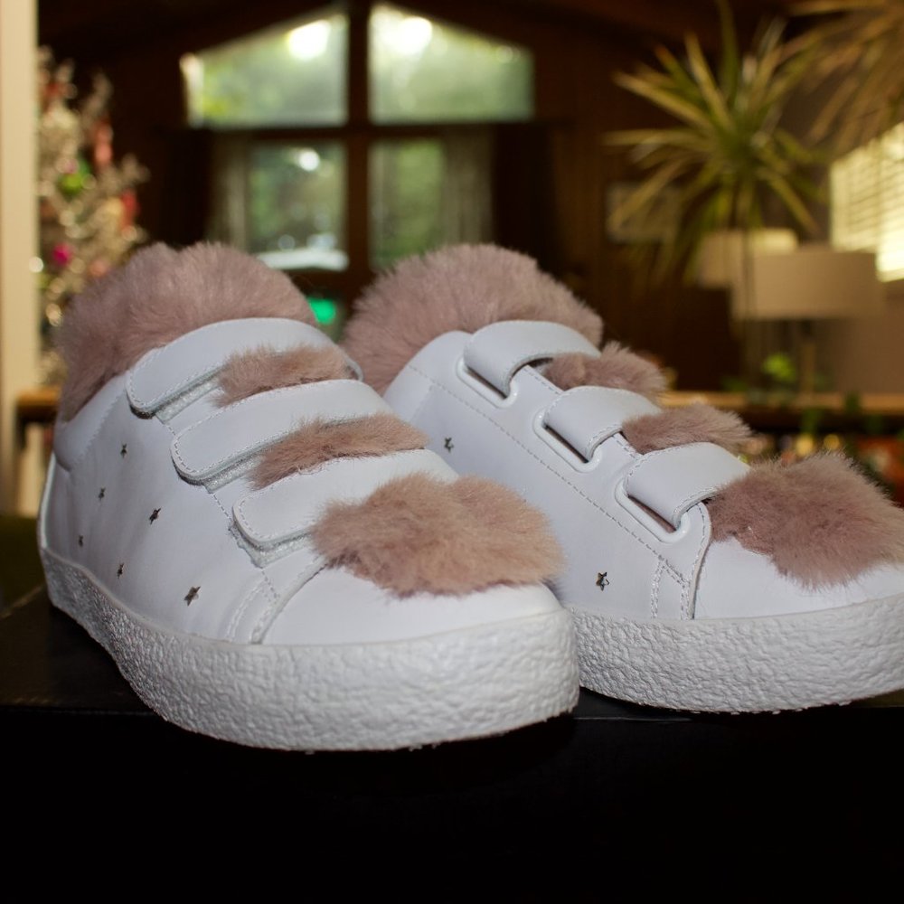 Ash Nitro Fur Leather & Faux Fur Sneaker NEW $205